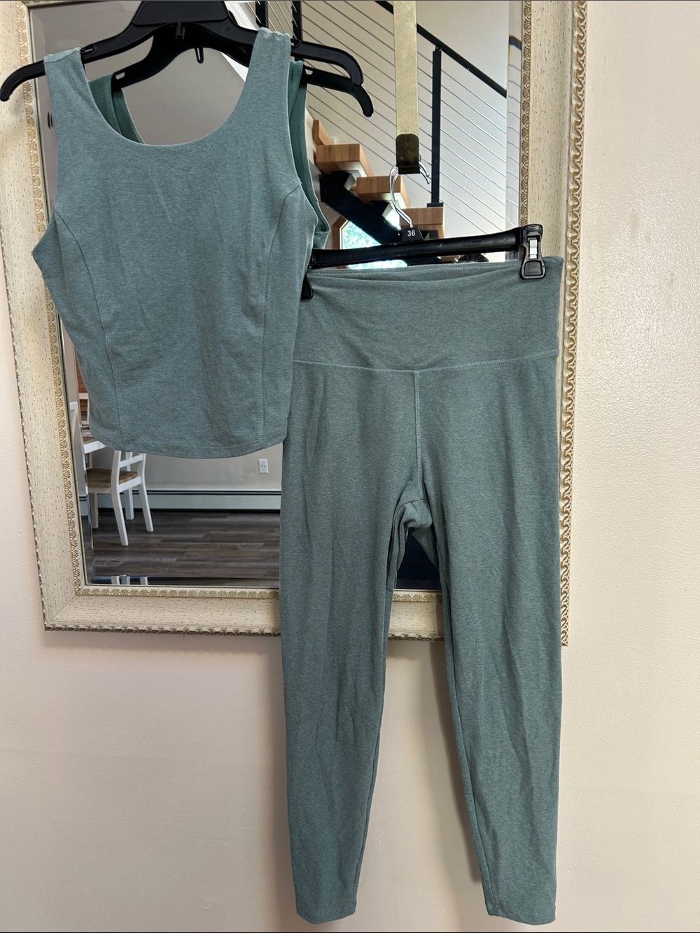 Danskin Sage Green Tank and High-Waist Leggings Set